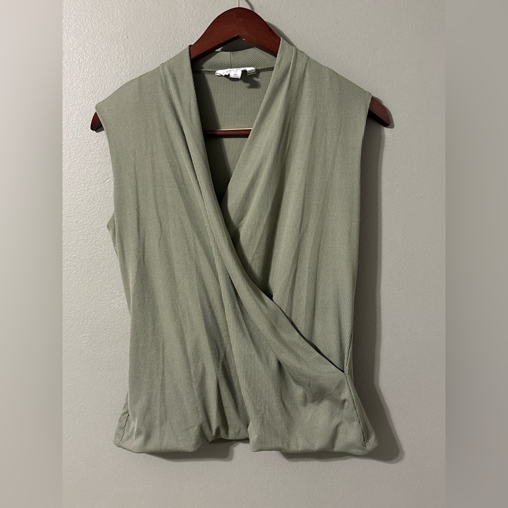 Nine West Sage Green Wrap Blouse